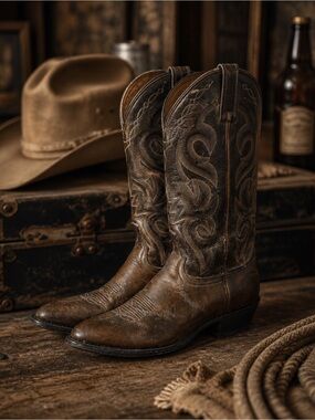 Dan Post Brown Leather Western Cowboy Boots Mens Size Eight Classic